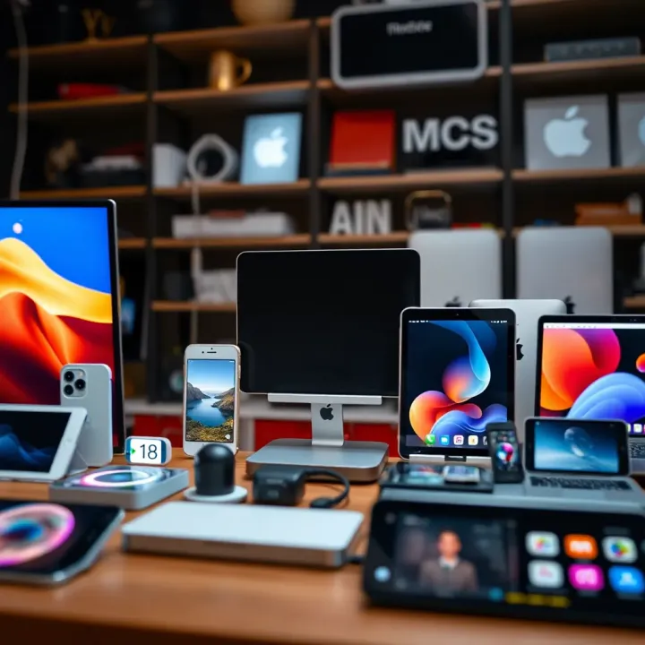 Variety of digital services and electronic devices offered by top tech companies competing with Apple
