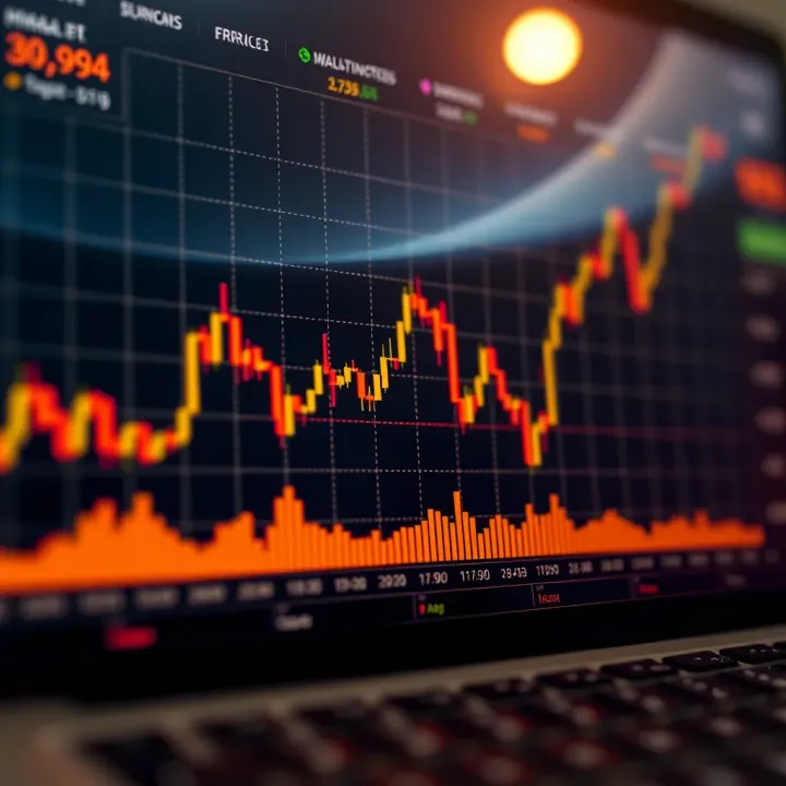 Graph illustrating binary options trading chart showing upward and downward price movements