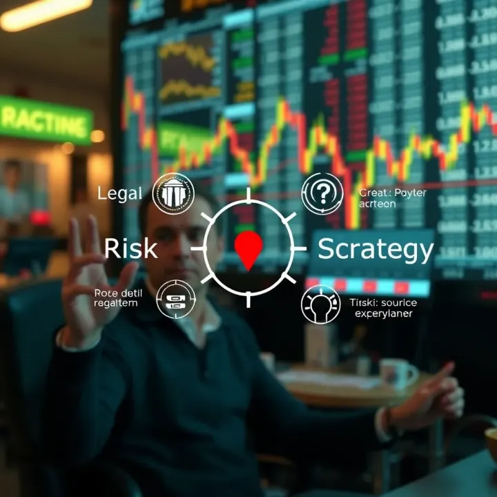 Illustration of key elements in binary trading including risk management, strategy planning, and compliance