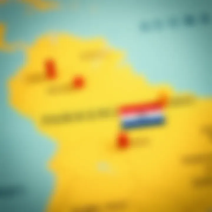 Map highlighting Brazil and Paraguay with icons representing trade and currency exchange