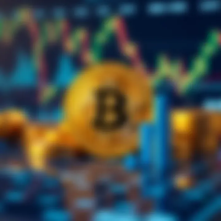Illustration of economic events impacting cryptocurrency value with charts and data visuals