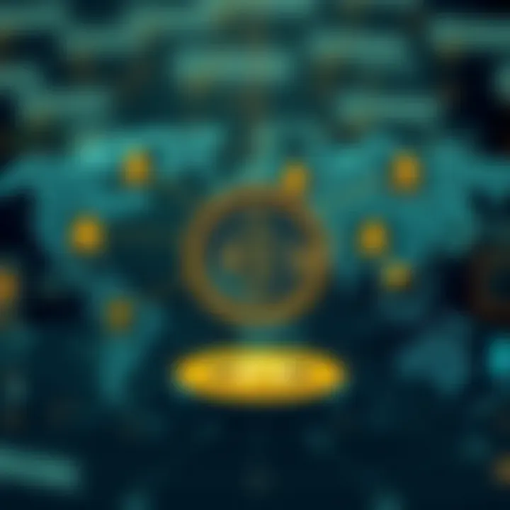 Visual concept of global financial network with regulatory icons highlighting challenges and uncertainties in cryptocurrency adoption