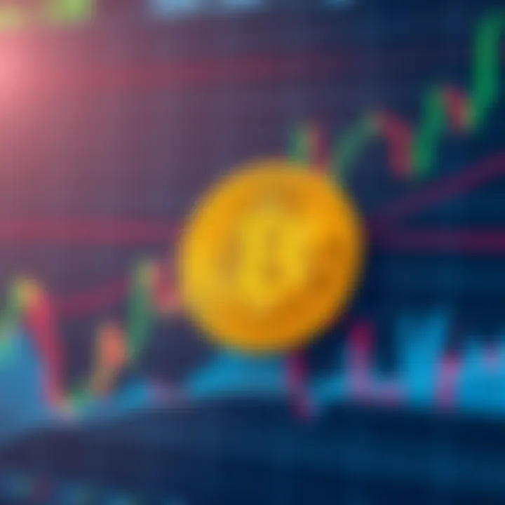 Graph showing Bitcoin price movement with technical indicators and trend lines on a digital financial chart