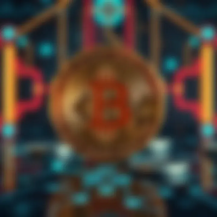 Illustration of Bitcoin symbol with regulatory icons and futuristic technology background