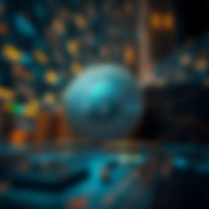 Graphic representation of BTTC cryptocurrency with digital blockchain elements in a futuristic setting