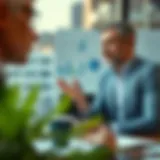 Consultant advising client on annuity investment options with financial charts