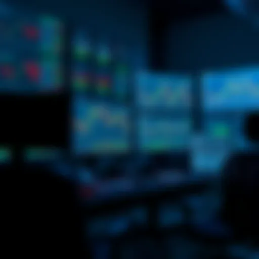 Optimal Trading Monitor Setup for Enhanced Market Analysis Modern trading desk setup with multiple large monitors displaying stock charts and real-time financial data