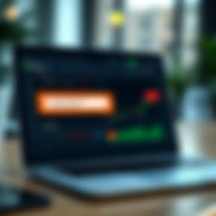 Illustration of a digital trading interface with highlighted promotional code entry section on a laptop screen