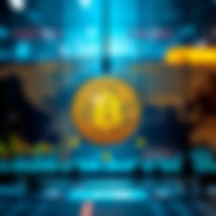 Illustration of cryptocurrency market factors including global events, trading volumes, and fundamental data influencing Bitcoin value