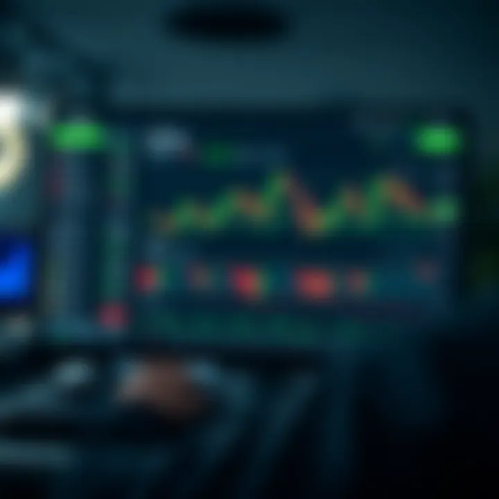 Trading platform interface displaying demo account features and market charts