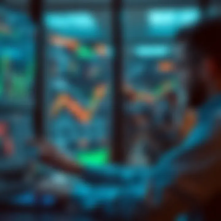 User interacting with digital platform simulating trading activities