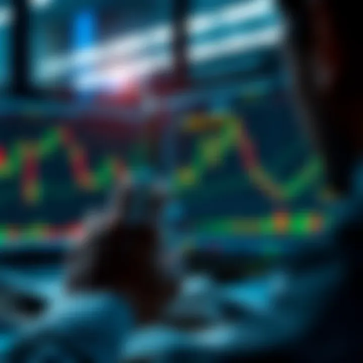 User navigating a trading platform interface showing charts and market data