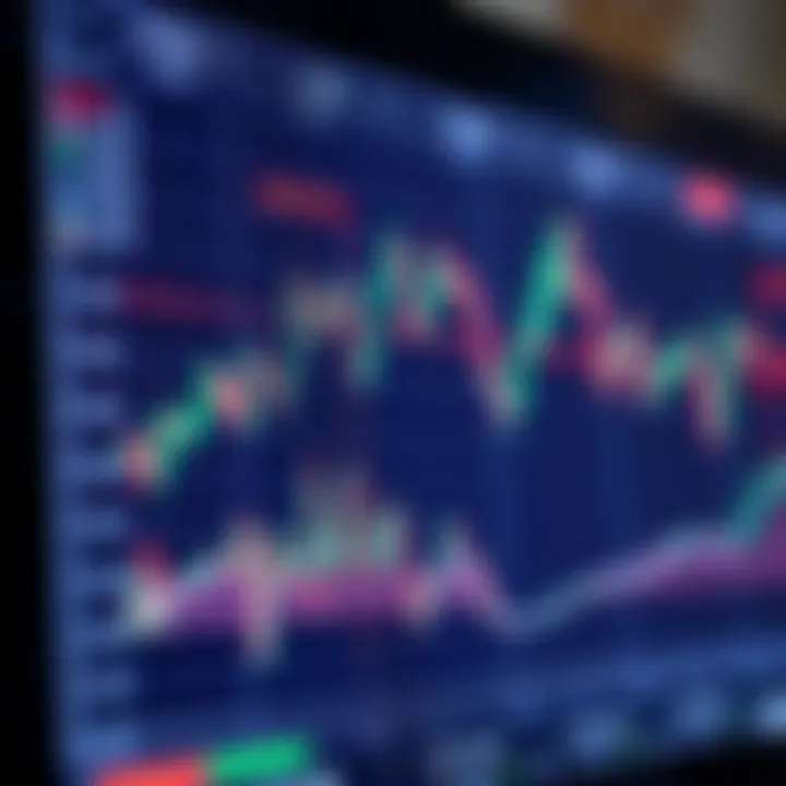 Currency Pairs and Market Trends on Trading Platform Graph showing currency pair trends with upward and downward movements on a trading platform screen