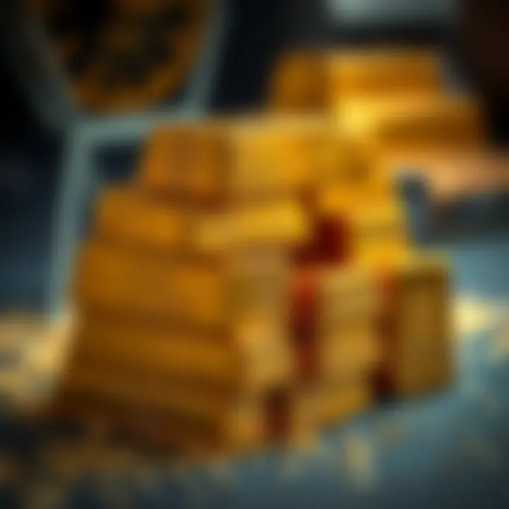 Gold bars stacked with varying weights showcasing investment options