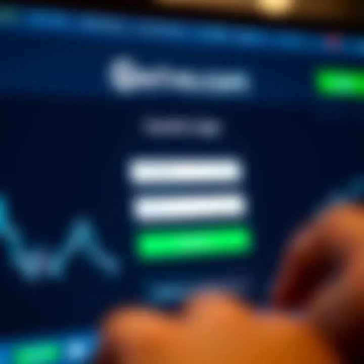 Login screen interface showing username and password fields on Derive.com trading platform