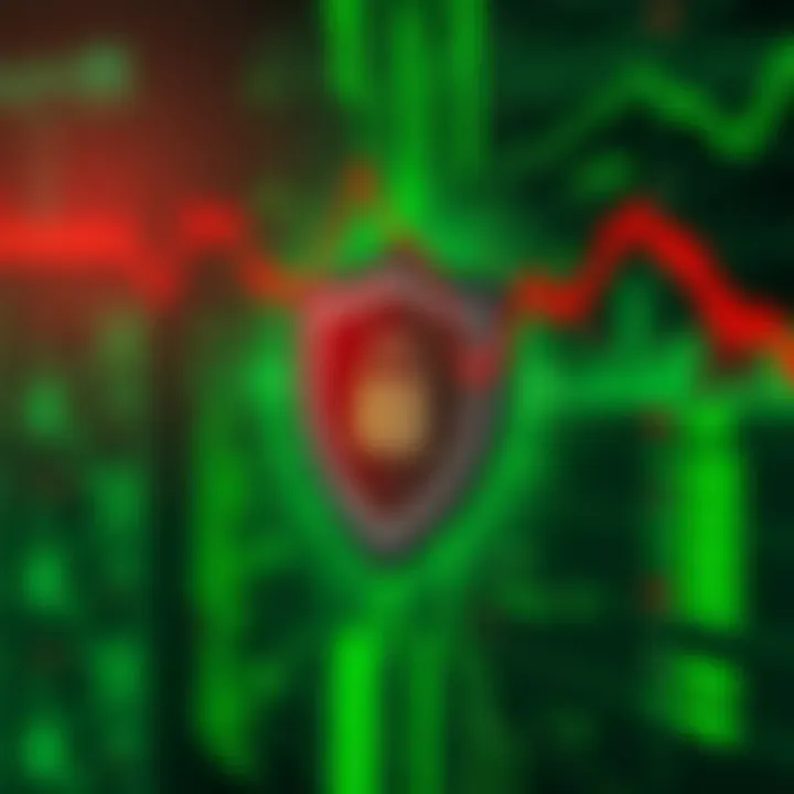 Secure financial transaction with digital shield symbolizing protection in online trading