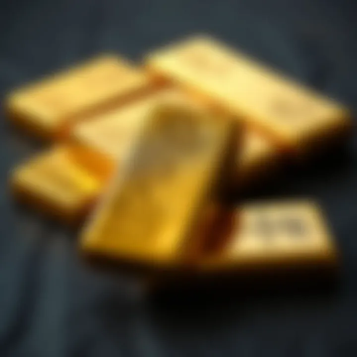 Gold bars with international standard markings displayed on a dark surface