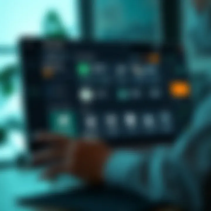 Digital interface displaying features and options of IQ Contas financial management platform