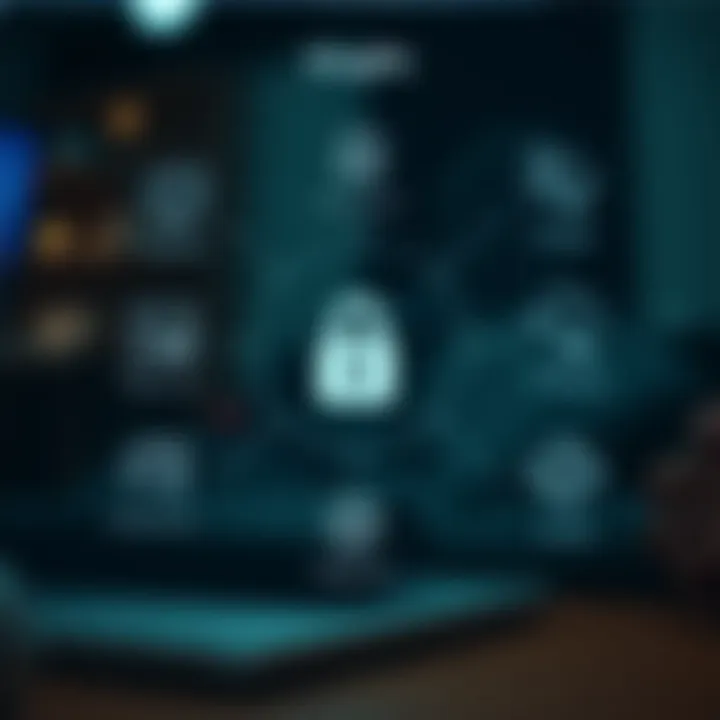 Secure online transaction and financial management icons representing safety features