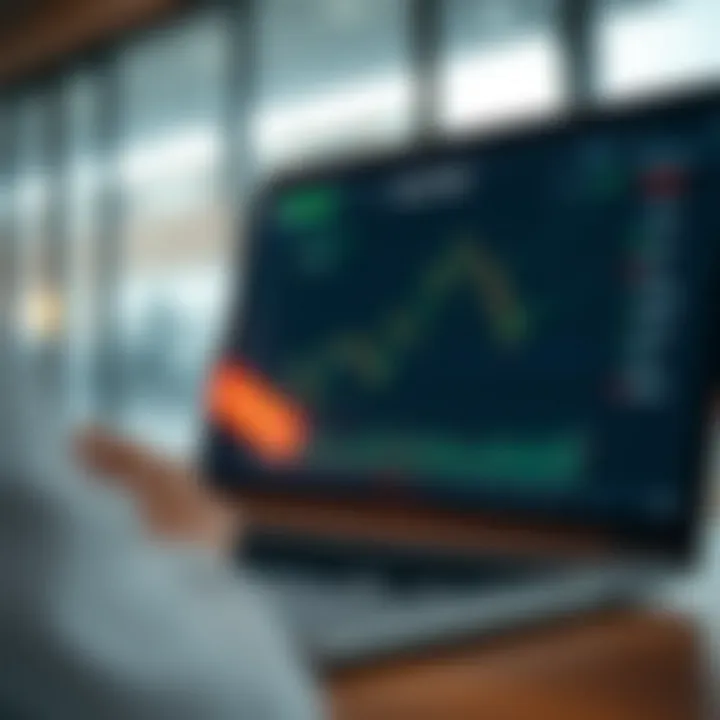 Navigating the Olymp Trade Platform Interface Close-up of a laptop screen showing the Olymp Trade platform dashboard with trading charts and options