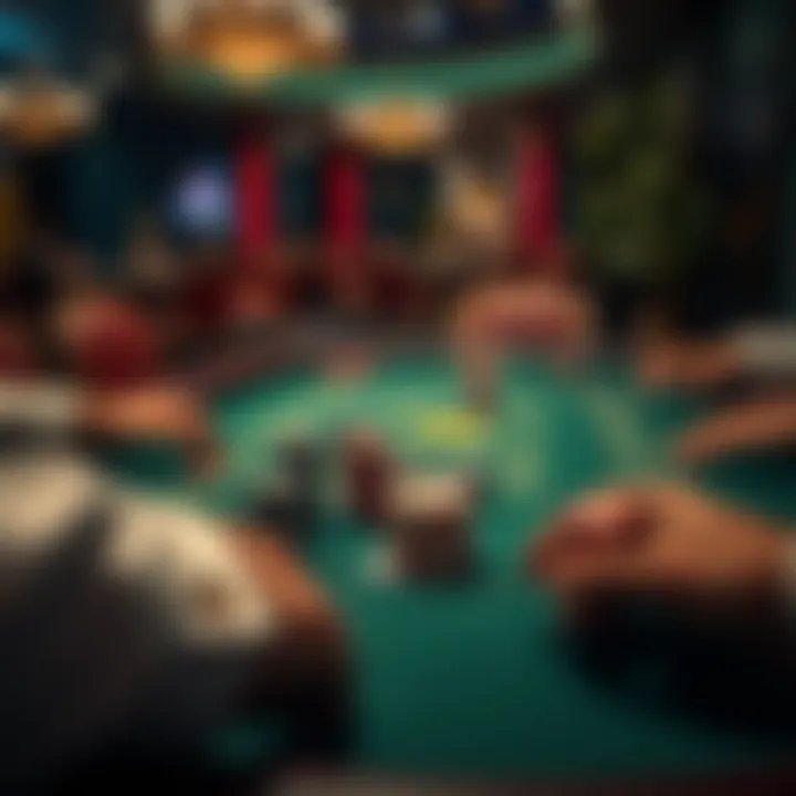 Various poker game formats and betting styles illustrated on a casino table