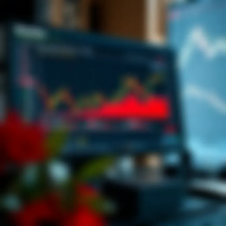 Quotex application interface displaying trading charts and tools on a desktop computer