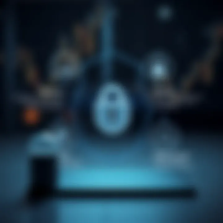 Graphical representation of security features and user protection measures on Quotex IO