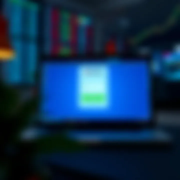 User interface displaying the login page of a financial trading platform on a laptop screen