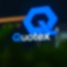 Visual breakdown of Quotex logo showcasing its modern geometric shapes and blue color palette