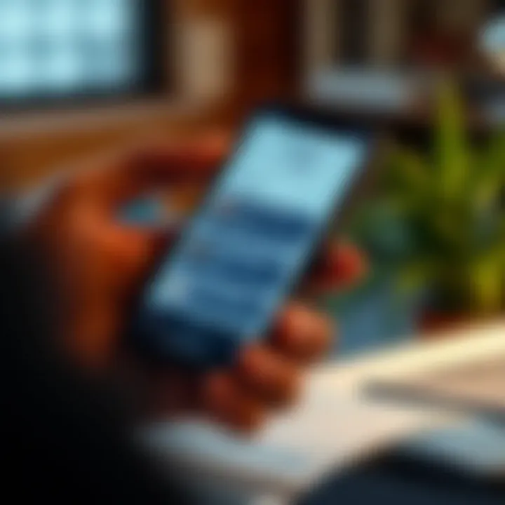 Smartphone screen showing key features of the Quotex application