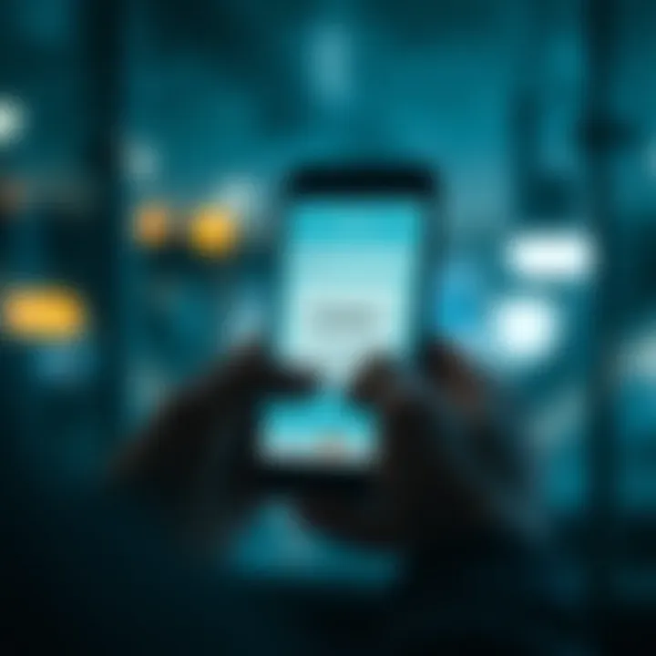 User interacting with the Quotex app interface on a smartphone