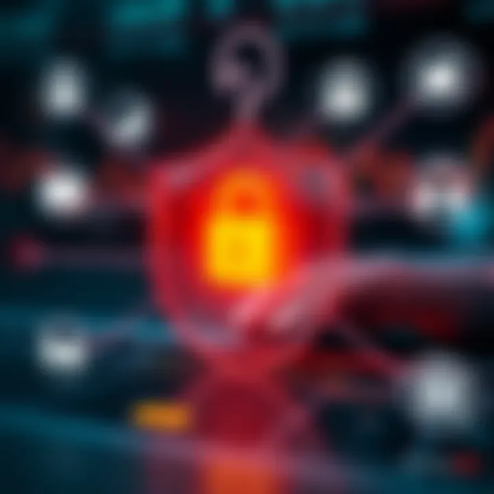 Secure transaction icons representing encryption and safety in online trading