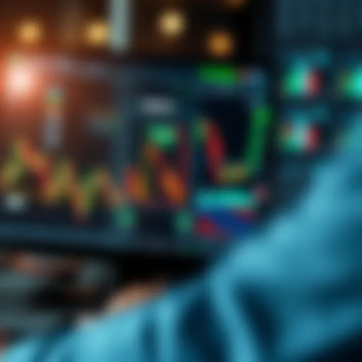 Graphical representation of trading strategies and asset diversification on a digital screen