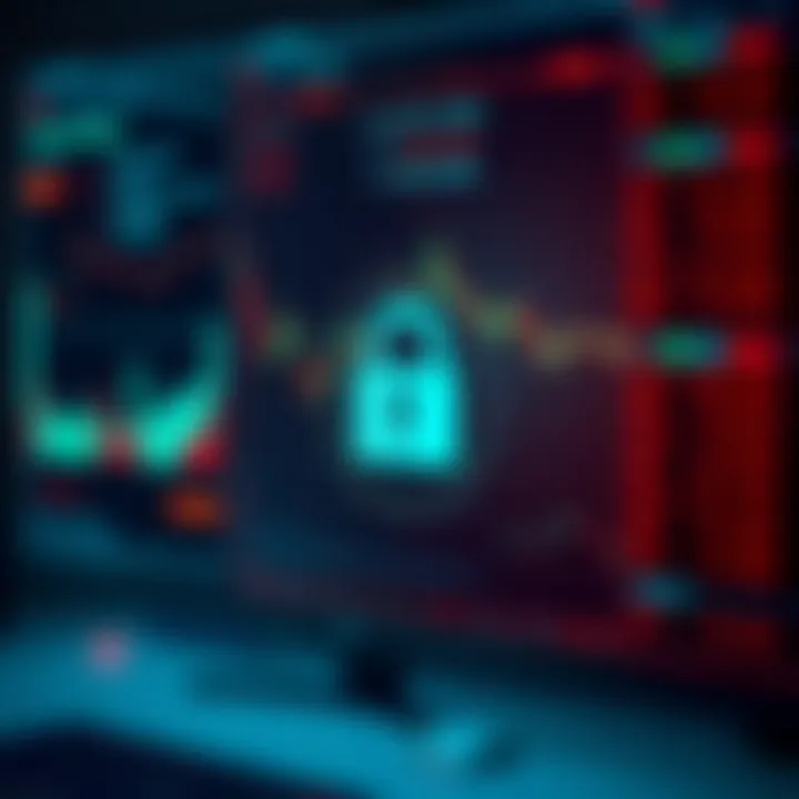 Graphical representation of trading strategies and security measures on Quotex platform