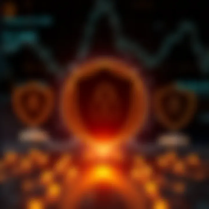 Illustration of secure online financial transactions with digital security symbols and shields