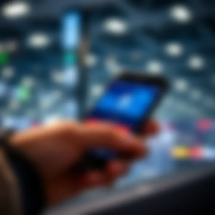 Smartphone screen showing a secure login for an online trading application with security icons