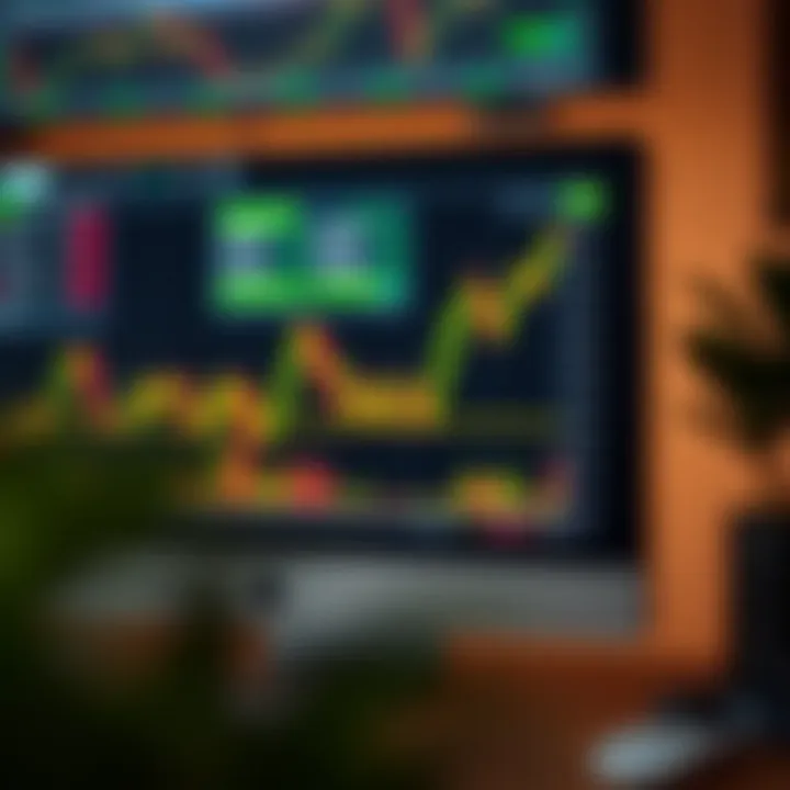 Graph illustrating strategy testing and risk-free practice trading on a digital screen