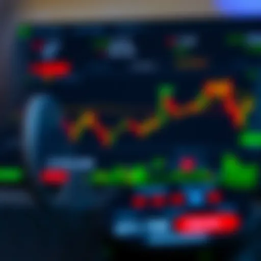 Mobile trading application interface displaying real-time stock market charts and data