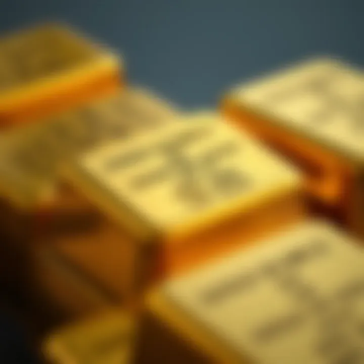 Close-up view of a gold bar showcasing its polished surface and stamped weight details