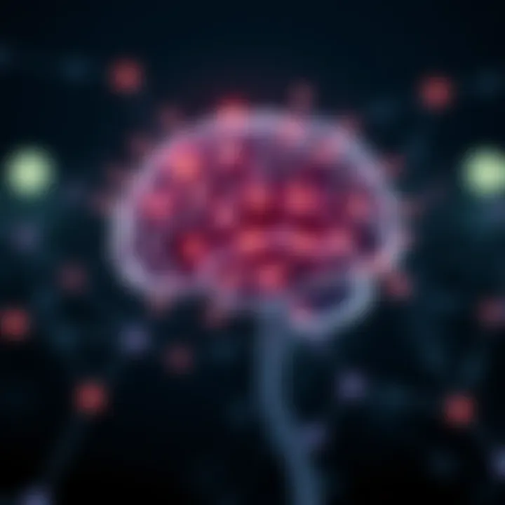 Conceptual illustration showing brain with interconnected nodes representing neuro-linguistic programming in investment decisions