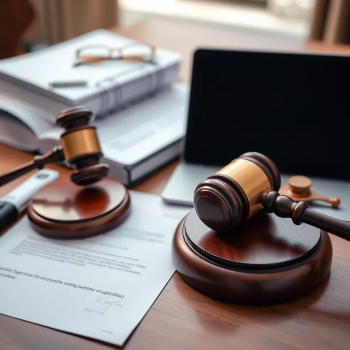 Conceptual image showing legal documents, a gavel, and a laptop representing the legal aspects of bookmaking