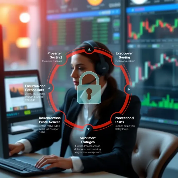 Graphical representation of security features and client support services on Quotex.com