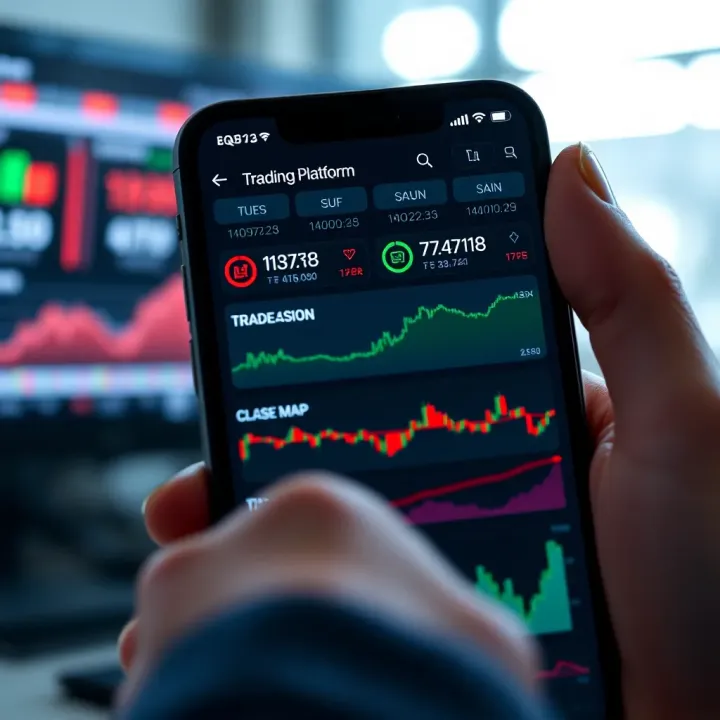 User interface displaying various trading options and charts on Quotex app
