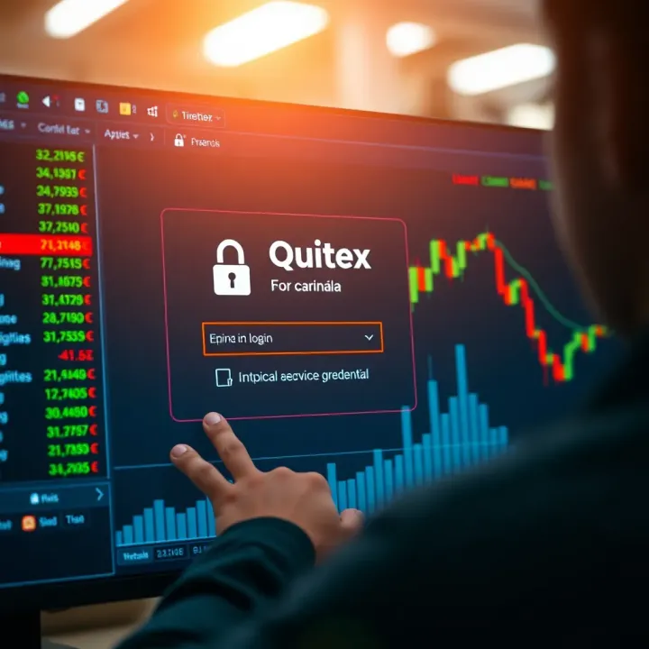 User entering login credentials on Quotex trading platform