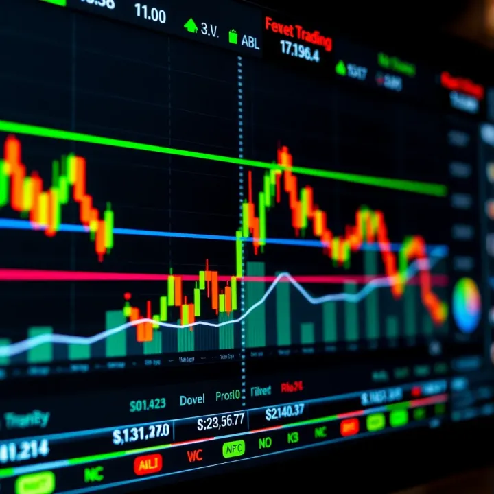 Graph showing forex currency pairs fluctuating on a digital trading platform