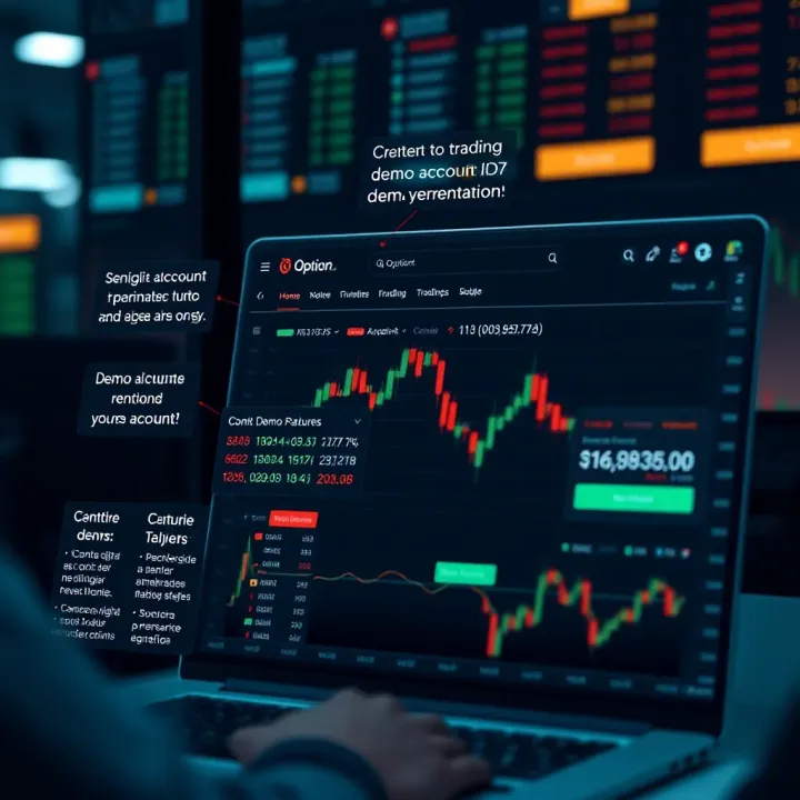 Graphical representation of a digital trading platform interface highlighting demo account features