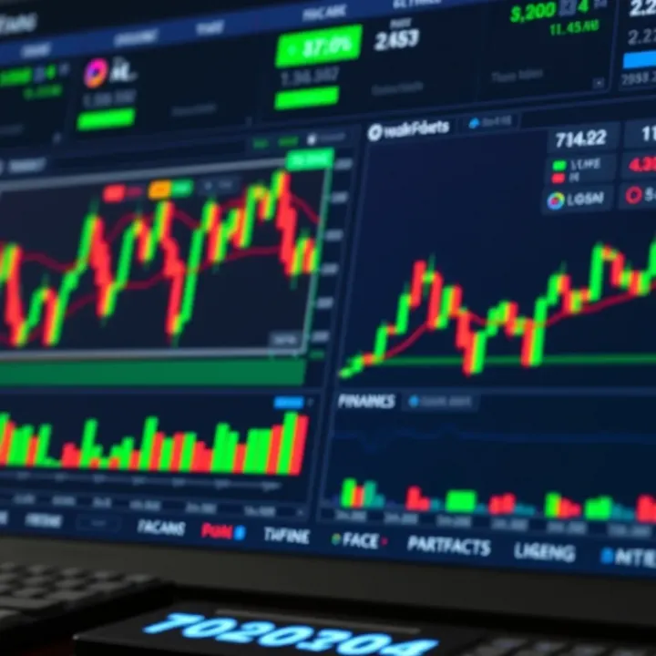 Trading platform interface displaying various financial assets and market charts