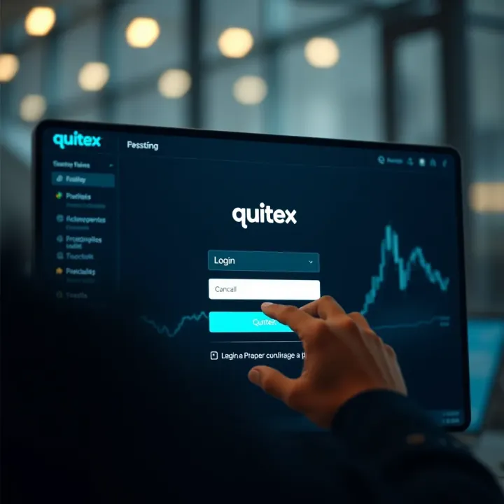User entering login credentials on Quotex platform interface