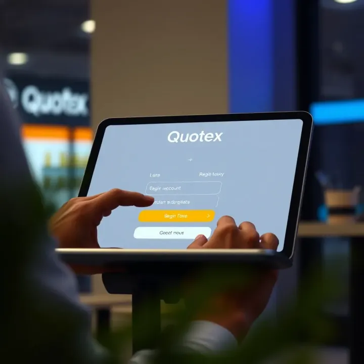 User registering on the Quotex investment platform through a digital device
