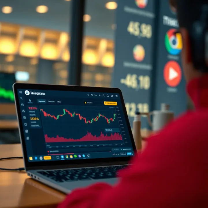 Telegram interface showing a cryptocurrency signals group with charts and trading alerts